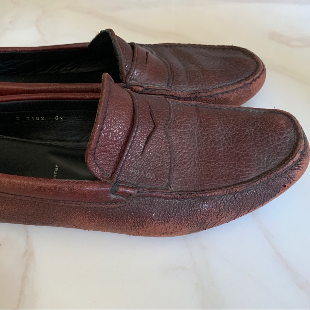 Mens PRADA loafers in Burgundy